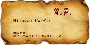 Milovan Porfir névjegykártya